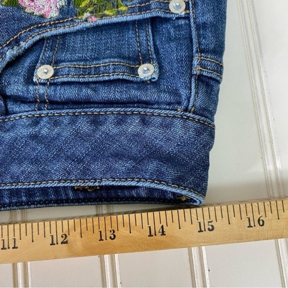 American Eagle Shorts Women's‎ 2 Jean Denim Embroidered Flowers - Picture 9 of 15